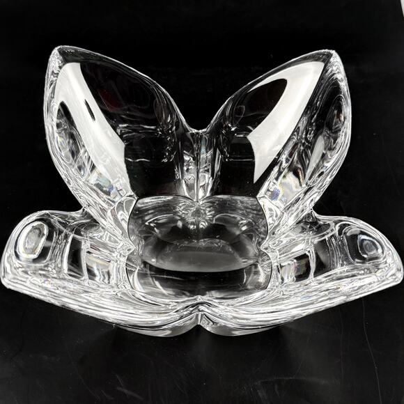 Orrefors Sweden Crystal Lotus Bowl Signed LH 1561/11 Lars Hellsten 9.5” MCM VTG - Picture 3 of 12